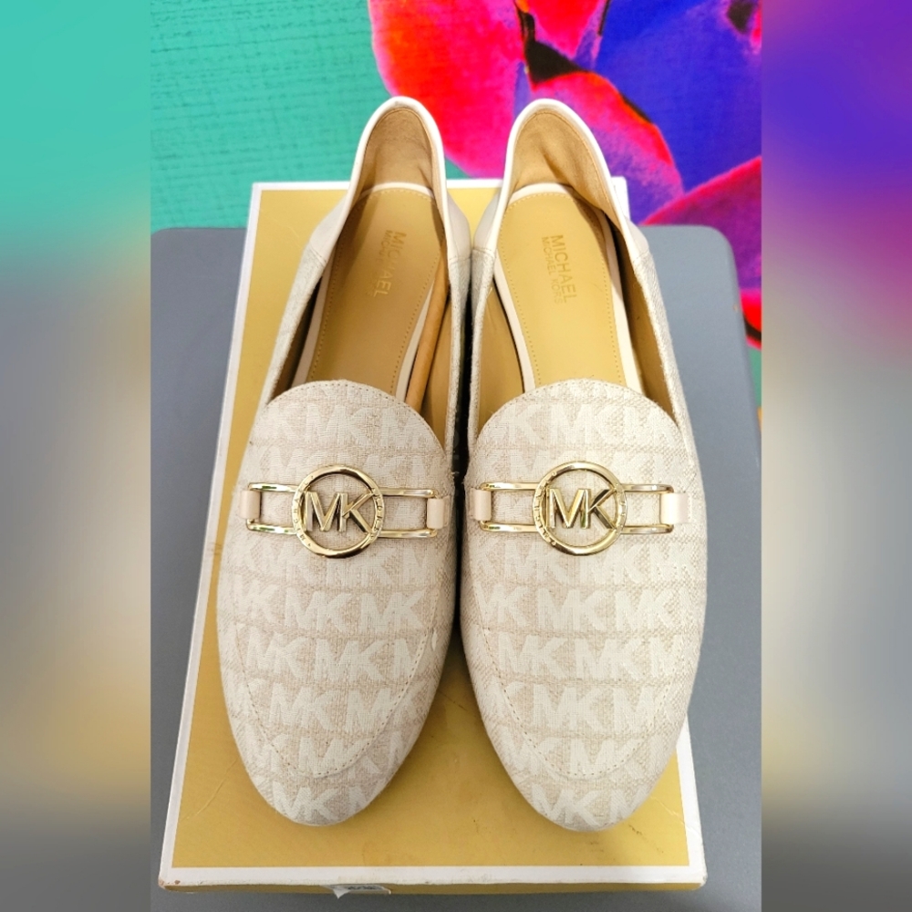 MK Tracee Textile & Leather Loafers sz 8